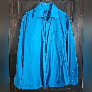 Asics Blue Dress Shirt with Long Sleeves and Smooth Fabric